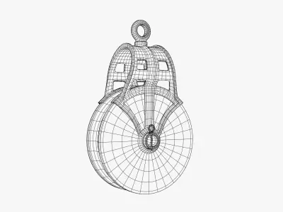 Vintage Wooden Pulley 3D model