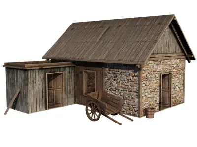 Old Medieval Building Low-poly 3D model
