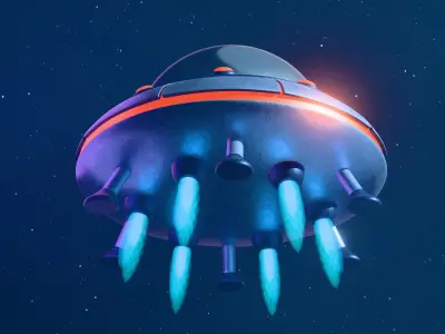Stylized flying saucer  Low-poly 3D model