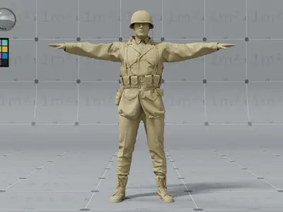 PBR 3D model - American ww2 soldier 3D model