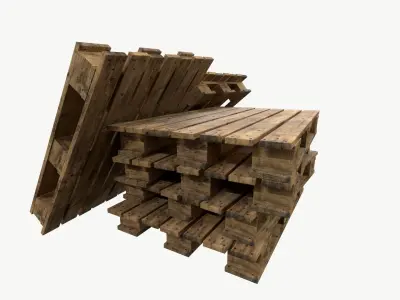 Pallet type asia wing 3 sets of texture Low-poly 3D model