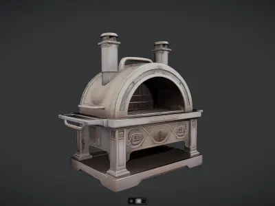 ornate  antique outdoor wood-fired oven 3D model