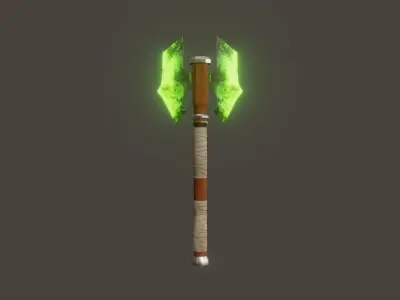 Double Bit Poison Axe - Elemental Battle Axe - Model 01 Low-poly 3D model