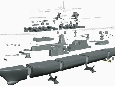 Warship moskva for 3d print 3D print model