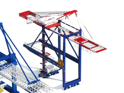Professional Port Container Terminal Equipment Pack Low-poly 3D model