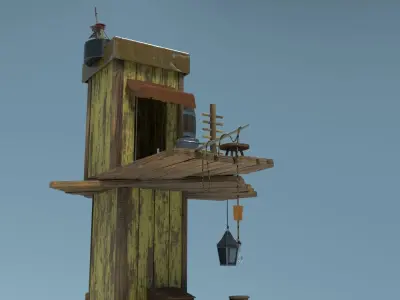 Small Fishing House Low-poly 3D model