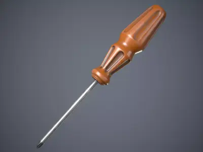 Old Screwdriver Low-poly 3D model