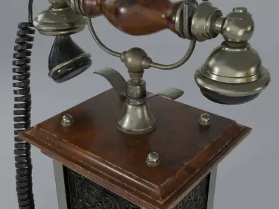 Low poly Old Antique Phone Low-poly 3D model