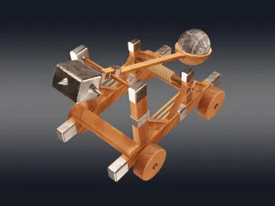 Medieval Catapult 3D model 6