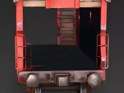 Wrecked Post-Apocalyptic Boxcar 3d model Low-poly 3D model