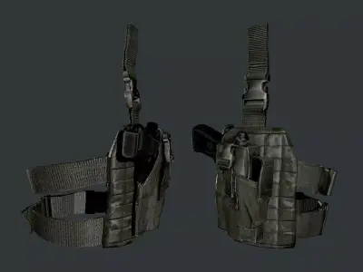 Military Police Gun Holster Game Ready 03 Low-poly 3D model