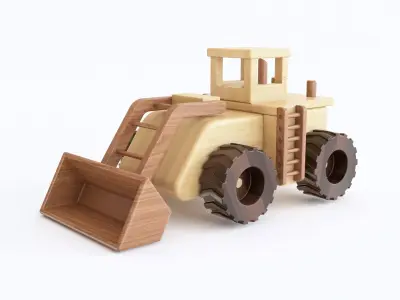 Wooden toy bulldozer 05 3D model