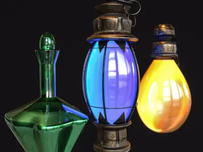 Magic Bottles Low-poly 3D model