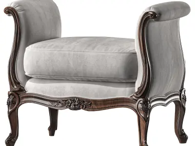 christies serpertine bench and pouf art 336 3D model
