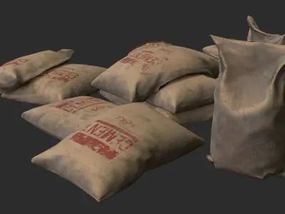 Cement Bags Assets Low-poly 3D model