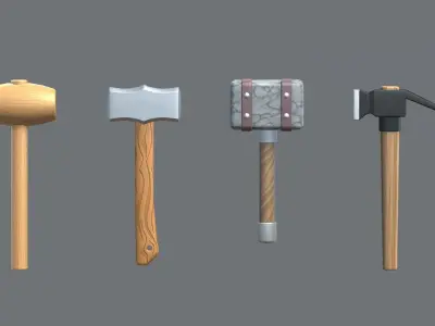 Low Poly Hammer Pack - 16 Pieces Low-poly 3D model
