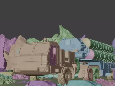 S400 Air Defense Missile System  Realistic 3D Model  Game Ready 3D model