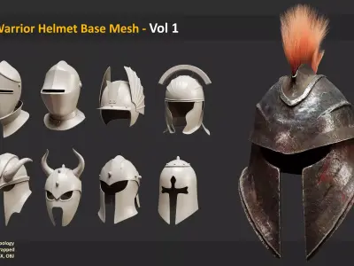 45 Warrior Helmet Base Mesh - Vol 1 Low-poly 3D model