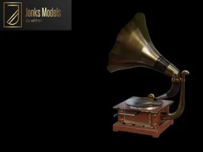Antique Gramophone Low-poly 3D model