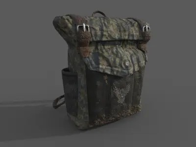 Military backpack Low-poly 3D model get