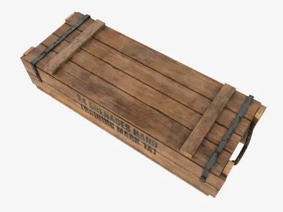 US WWII wooden crate Low-poly 3D model