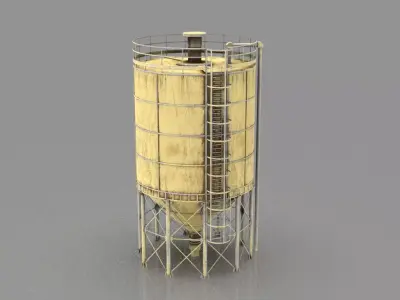 VERTICAL WATER SILO Low-poly 3D model