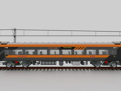 Train 18 Vande Bharat Express in Saffron White Livery 3D model