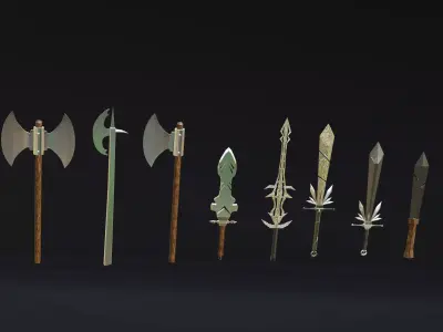Fantasy Medieval Weapons Pack  Low Poly Game Ready Low-poly 3D model