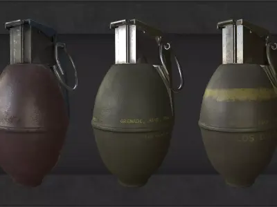 Grenades three Low-poly 3D model