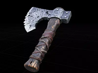 Enchanted Ice Axe for Fantasy RPGs Detailed PBR Weapon Asset Low-poly 3D model