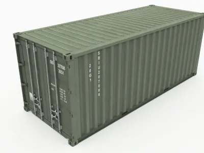 20ft Military Container Khaki 3D model