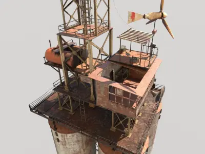 Post-Apocalyptic Outpost Tower 2 3D model