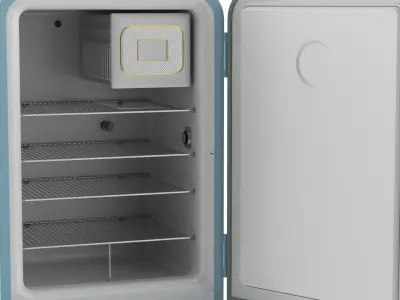 Retro Kitchen Refrigerator Unit Blue 3D model