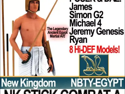 Ancient Egyptian Stick Combat NK Props Poser Daz A 3D model