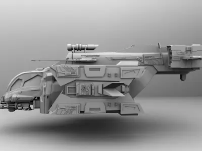 Dropship spaceship with gun 3D model