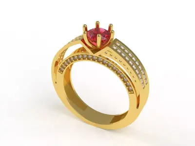 Round Diamond Engagement Ring for Women 3D print model