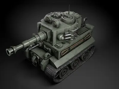 Stylized battle tank Tiger Low-poly 3D model
