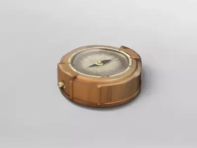 Vintage Wooden Compass 3D Model 3D model