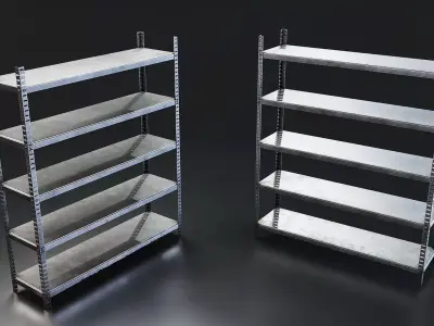 Industrial Metal Shelf Rack Low-poly 3D model
