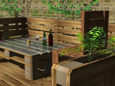 Terrace table and chairs 3D model