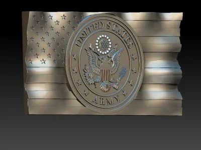 USA United States Flag and Army Eagle 1 3D STL Model 3D model