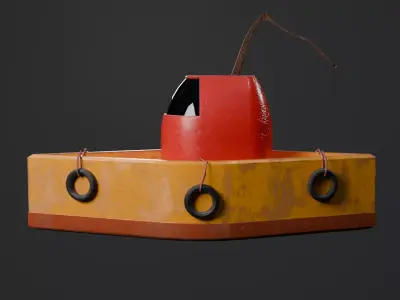 Stylized TugBoat Game Ready UV Unwrapped PBR Textured Low-poly 3D model
