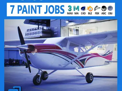 Cessna Plane Low-poly 3D model