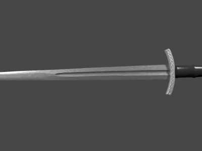 Excalibur sword with Caroling handle Low-poly 3D model