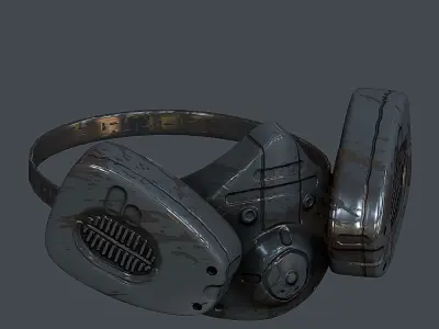 Gas mask helmet 3d model scifi  Low-poly 3D model 3