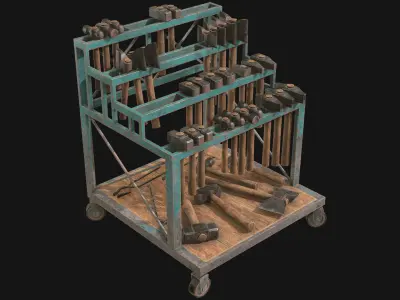 Ironwork Tools Rack 3 Low-poly 3D model
