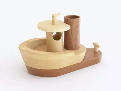 Wooden toy ship 03 3D model