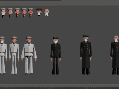 collection soldiers sailors Low-poly 3D model
