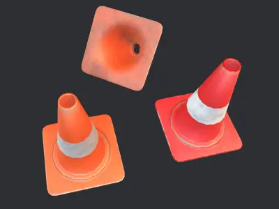 Road Cone PBR Low-poly 3D model