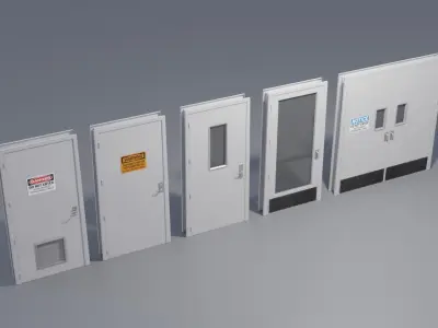 Industrial Doors 4K and 2K Low-poly 3D model